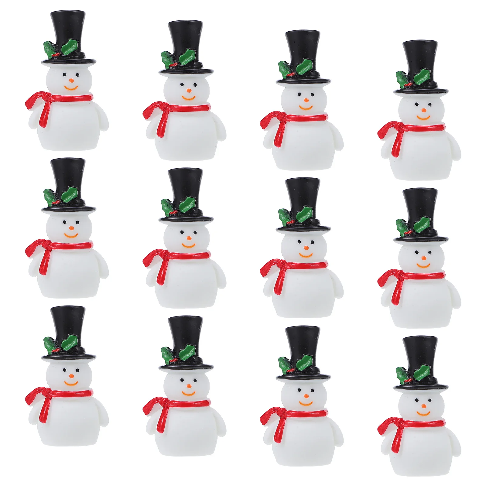

12Pcs Miniature Snowman Figurines: Resin Snowman Crafts for Holiday Decor Festive Desktop Shelf Display Winter Theme Craft