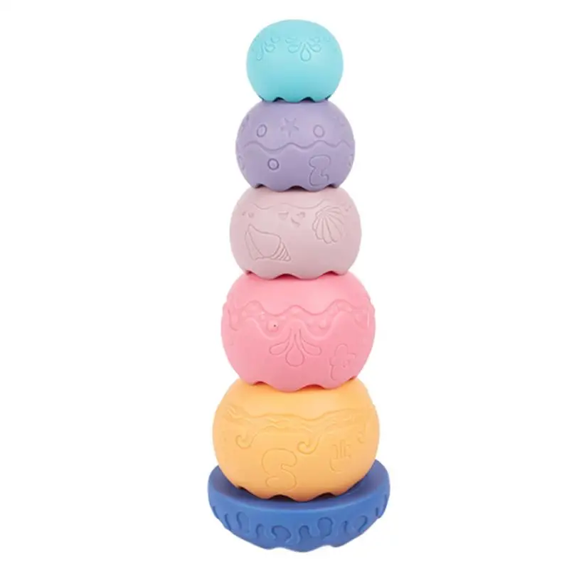 Stacking Towerของเล่นEggshellยางซ้อนของเล่นSensory Stackableของเล่นบล็อกอาคารนุ่มการเรียนรู้ก่อนวัยเรียนของเล่นสําหรับเด็ก &