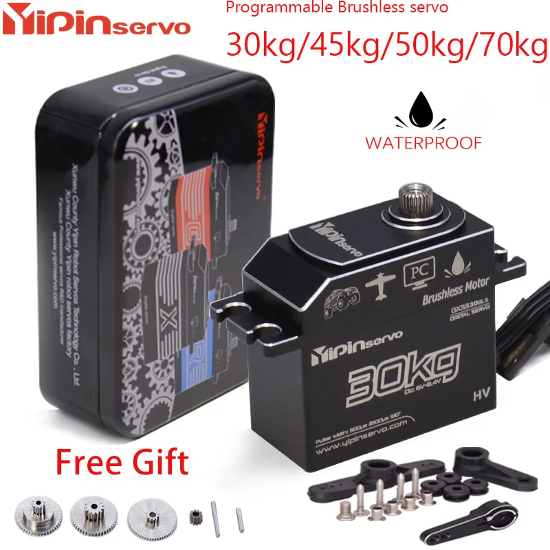 

Yipinservo Waterproof Brushless Servos 30kg 45kg 50kg 70kg Full Metal Low Profile HV For RC Car Crawler 1/8 1/10 Traxxas SCX24