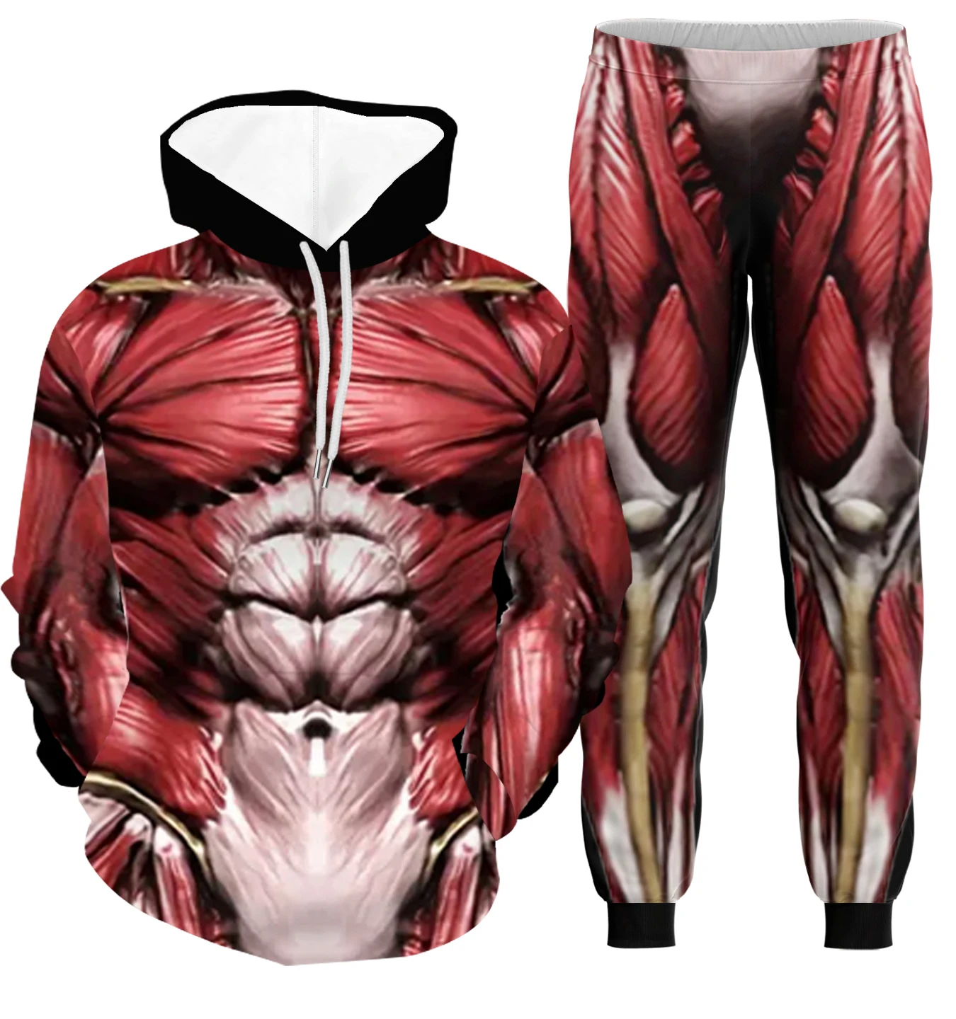 Men Hoodie Suit Pullover Zipper Full Print Hoodie Set Party Role Play Street Casual Personality Clothing Men Women Sports Suits