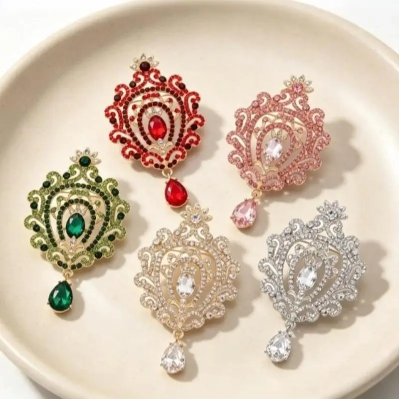 Premium Rhinestones Crystal Brooch Pins Exquisite Craft for Women Casual Coat Dress Birthday Gift Jewelry Accessory