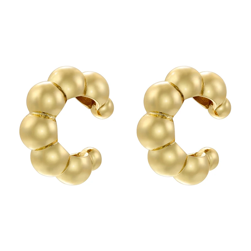 ZHUKOU 4 styles Gold color Glossy Ear cuffs C shape twisted ear clips Brass gold plated Color retention Jewelry wholesale VE1152