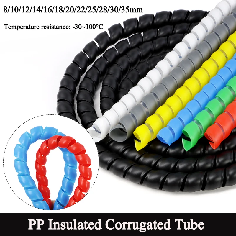 

8/10/12/14/16/18/20/22/25/28/30/35mm Colored Spiral Winding Tube Wire Organizer Cable Wire Wrap Protection Sleeve Wrap Protector