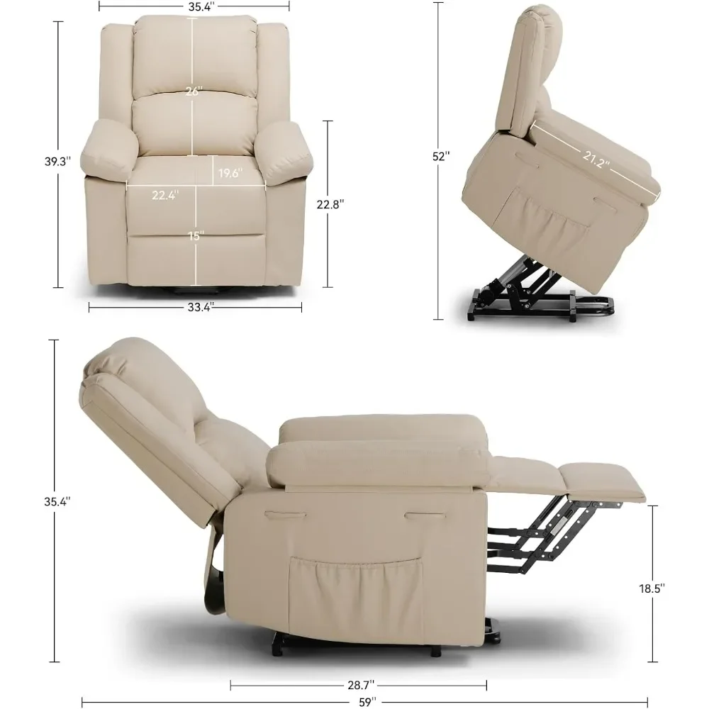 Power Lift Recliner for Elderly, Lift Chair with Heat and Massage,PU Recliner Sofa Suitable for the elderly,  free shipping