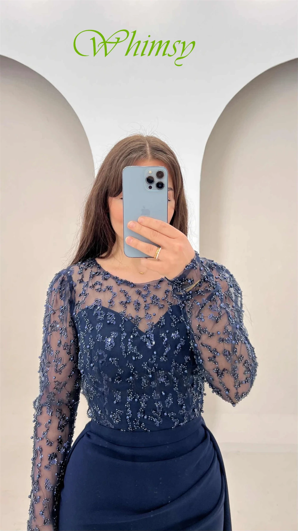 Customized Simple Jersey O-Neck Evening Dress Classic Long Sleeves Homecoming Dresses Delicate Beading Bespoke Occasion Gowns