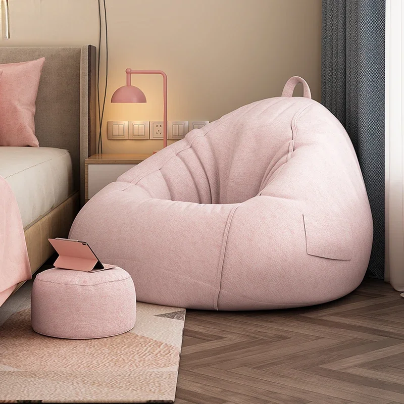 Lazy Sofas Chairs With Pedal Pillow Floor Linen Cloth Lounger Seat Bean Bag Pouf Puff Couch Leisure Tatami Living Room Household