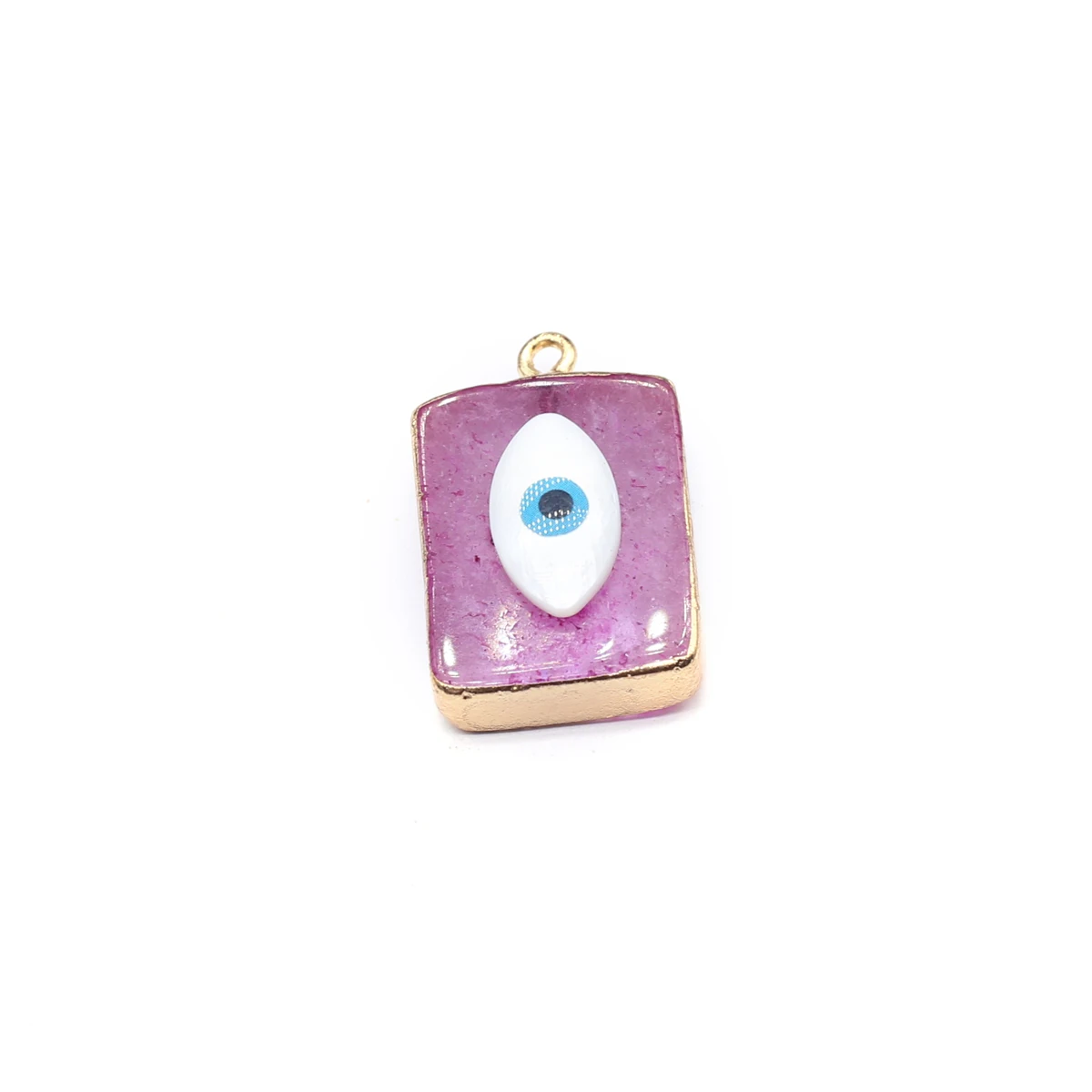 6PCS Random Natural White Stone Add Color Devil's Eye Rectangle Pendant Jewelry Making DIY Necklace Earrings Accessories Gift