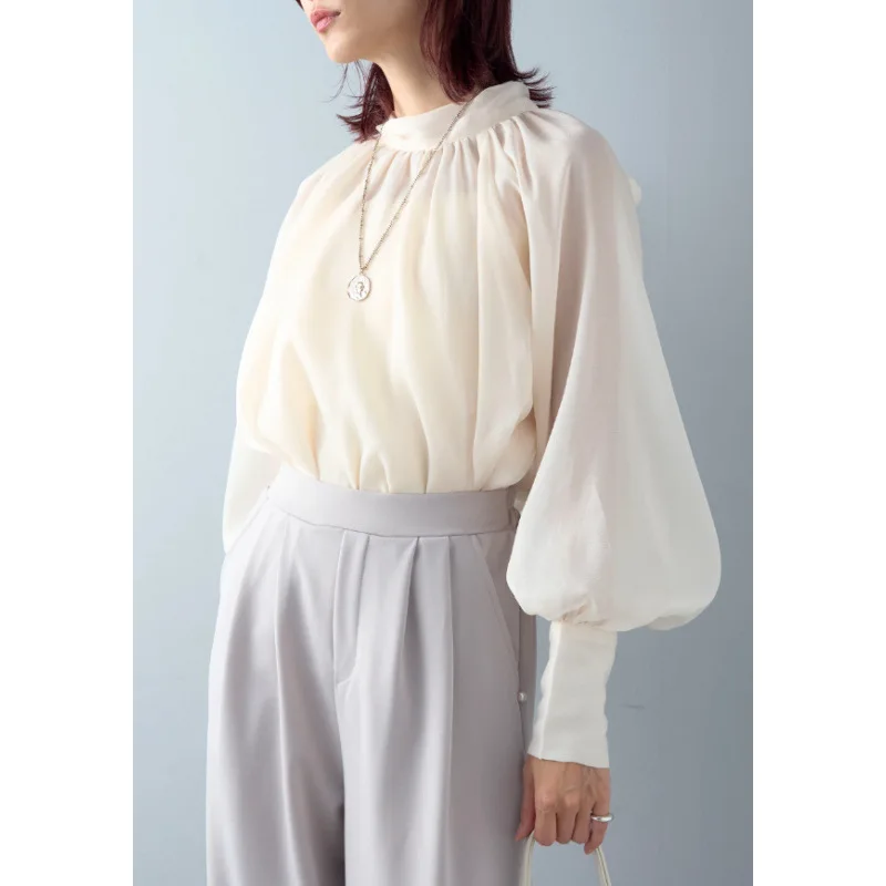 

Bow tie women's fashionable women's shirt 2025 Autumn new lady's top