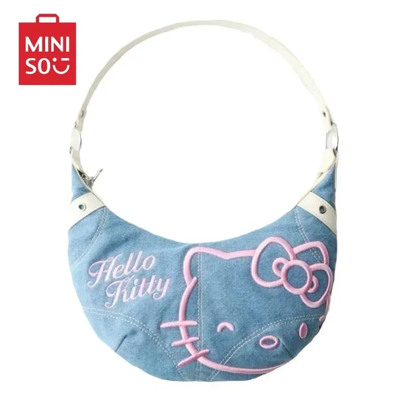 HelloKitty Cowboy Embroidered Underarm Bag Crossbody Female 2024 New Collection Fashionable Girl Trend Versatile Color Blocking