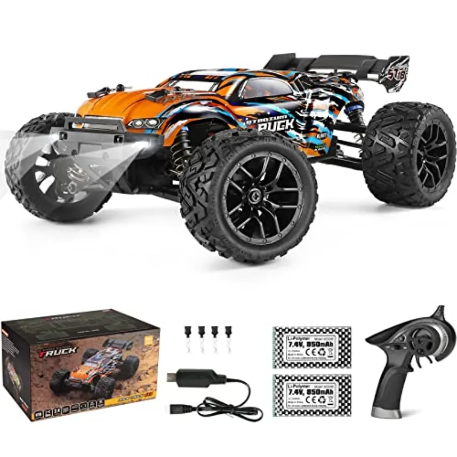 

1:18 Scale All Terrain RC Car 4WD High Speed Electric Off-Road Buggy for Adults with Two Batteries Waterproof Black Red Racing