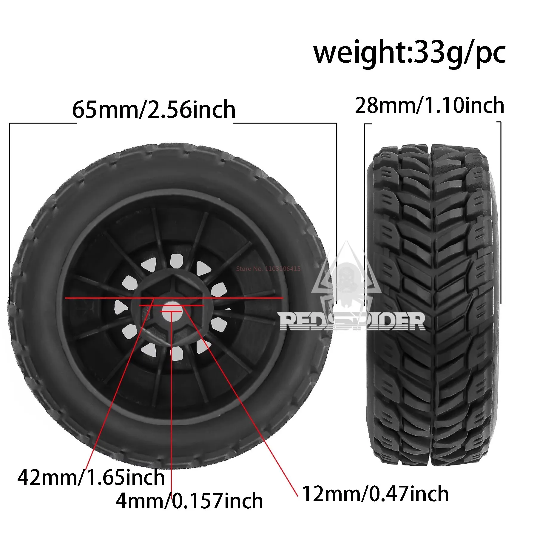 Rs Red Spider Arrma 1:14 Mojave Mini Mohave pneu de voiture court Mjx 14211 pneu de voiture court non collé télécommande accessoires de voiture Rc