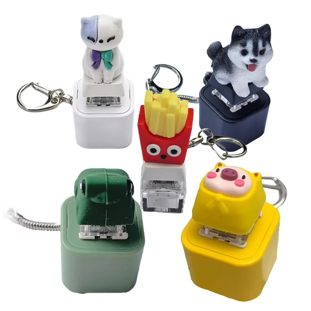 2026 LED Frog Croaking Fidget Toy Keychain With Colorful Lights Rechargeable Keychain With Led Fun Animal Sound Button Toy
