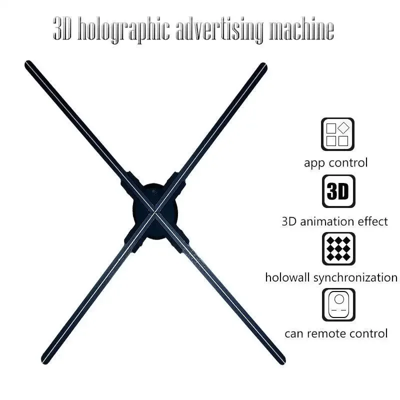 การออกแบบใหม่ล่าสุด 80 ซม. ความละเอียดสูง 4 ใบมีด 3d Wifi โฮโลแกรม 3d พัดลม Led Holographic Display โฮโลแกรม Led พัดลมโฆษณา