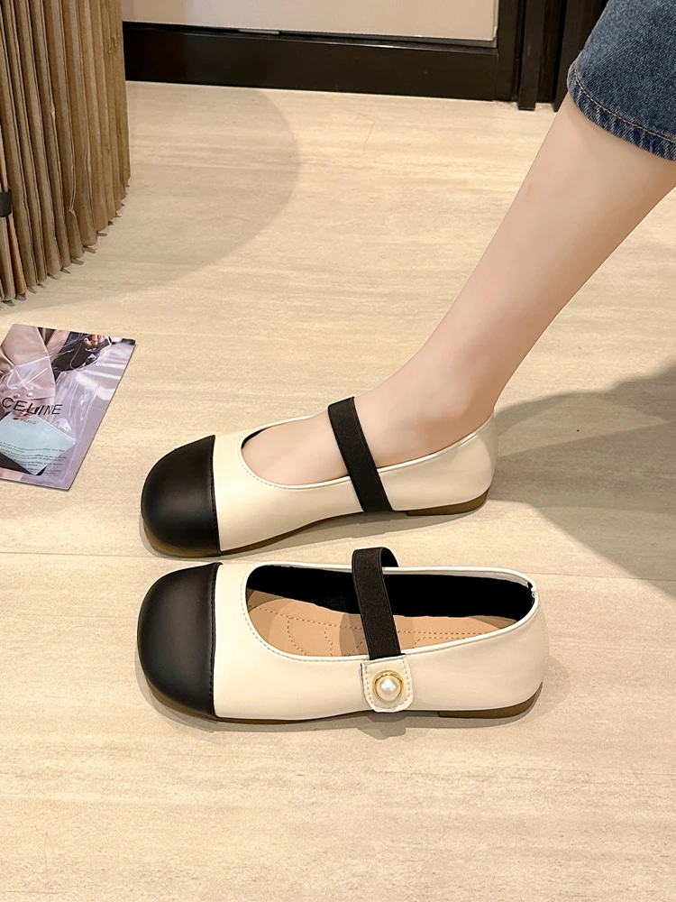 

Mary Jane Shoes Women's Elegant Kawaii Cute Shoes New Spring And Summer Round-toe Shallow Mouth Female Flat Shoes