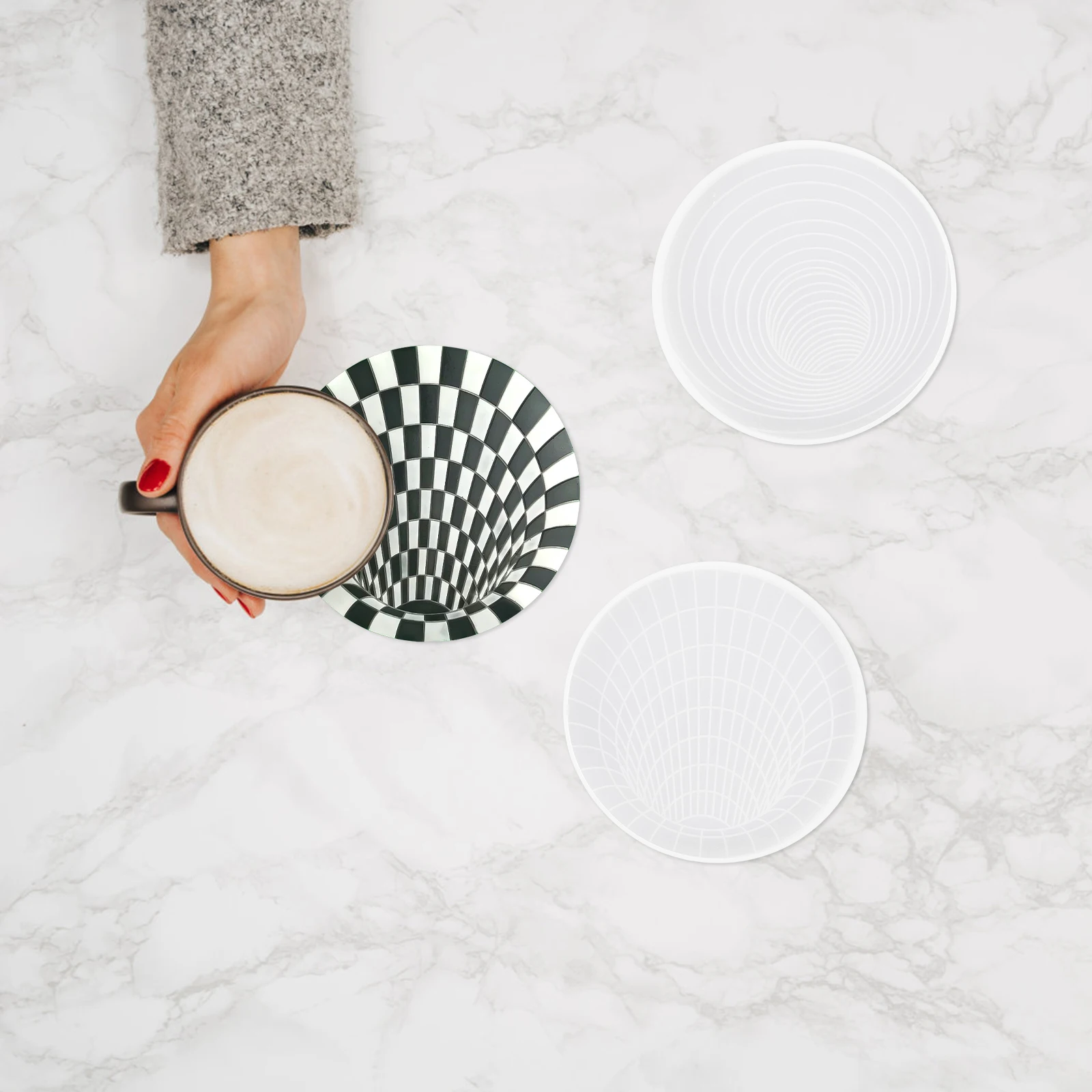 

2 Pcs 3D Coaster Mold Silicone Tea Cup Mat Molds Crafting White DIY Lightweight Durable Practical Safe Jewelry Crafts Manual Art
