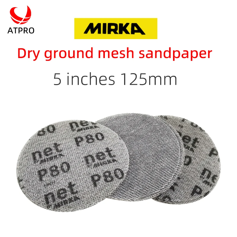 Mirka 5-inch Mesh Sandpaper 125mm Dry Abrasive Paper Round Flocking Abrasive Disc Automotive Dust-free Abrasive Disc 80-800grit