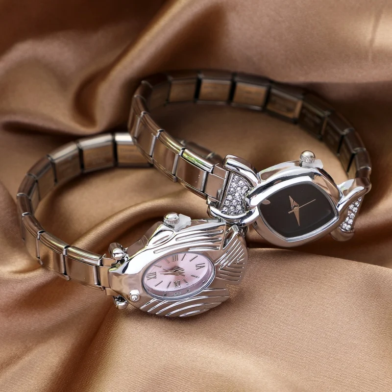 موصل ساعة الموضة الفولاذ المقاوم للصدأ صالح 9 مللي متر وصلات سحرية إيطالية المرأة ساعة مربعة رأس رابط سوار لتقوم بها بنفسك مجوهرات هدية #3