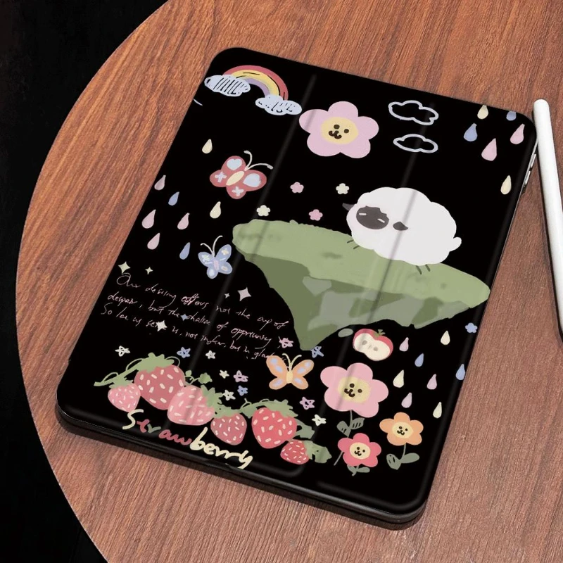 เคสไอแพด Mini6ลายสตรอเบอร์รี่8.3ฝาครอบเนื้อแกะสำหรับไอแพด5th 6th รุ่น10.9 10th Gen Pro 11 2020 iPad Air 5 Air 4 10.9 PC