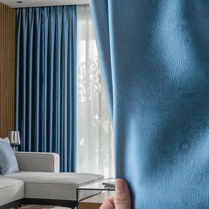 

Custom Size Luxury European Blackout Insulation Sunshade Fabric Curtains for Living Dining Room Bedroom