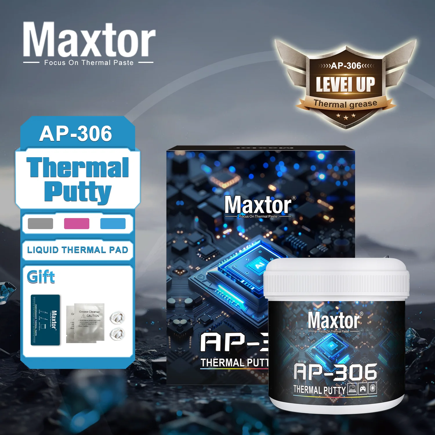 Maxtor Thermal Putty AP-306 100g for Laptop Cooling Fan CPU PC GPU PS4 Computer MCU Thermal Conductive Grease Liquid Thermal Pad