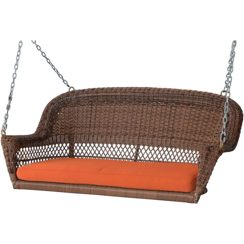 Columpio de mimbre para porche con cojín