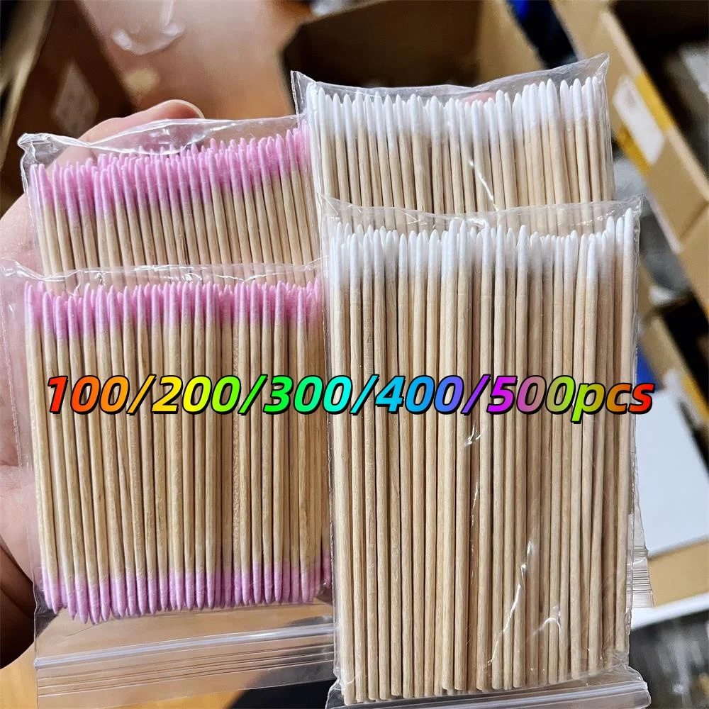 500/400/300/200/100 قطعة المحمولة مزيل طلاء الأظافر عصا مانيكير مسحات 7 سنتيمتر الوردي و 10 سنتيمتر الأبيض وأشار قضيب أداة الدقة