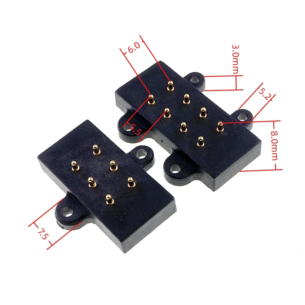 1/3 Pairs Dual Row Magnetic Pogo Pin Connector 6 8 Pole Male Female 6.0 MM Mounting Holes Magnet Strong Force