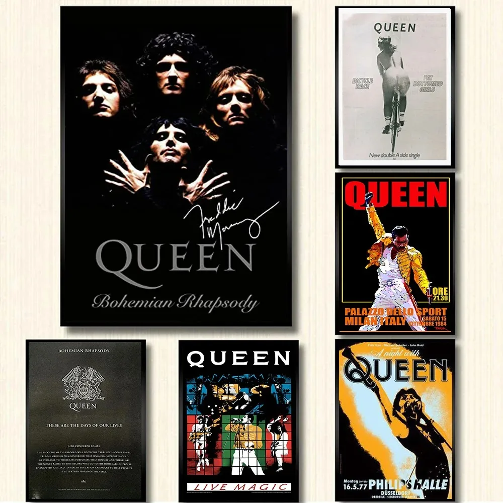 Queen's Bicycle Race Poster Freddie Mercury Bohemian Rhapsody Rock Music Canvas Decoration Painting Retro Wall Art Home Decor