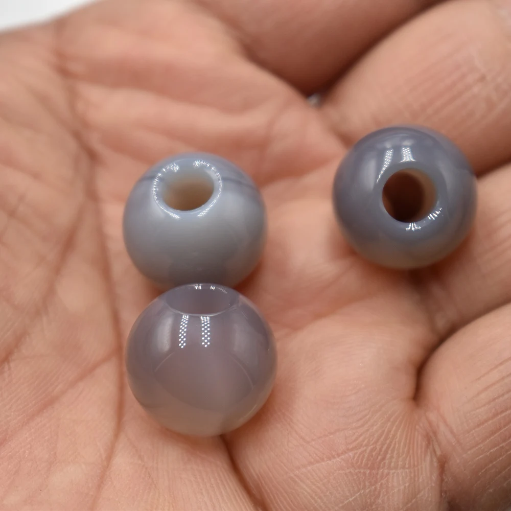 Großhandel 12 Stück/Set modische, hochwertige Natursteinperlen, runde Form, großes Loch, 16 mm, für Schmuckherstellung, kostenloser Versand – Detail 22