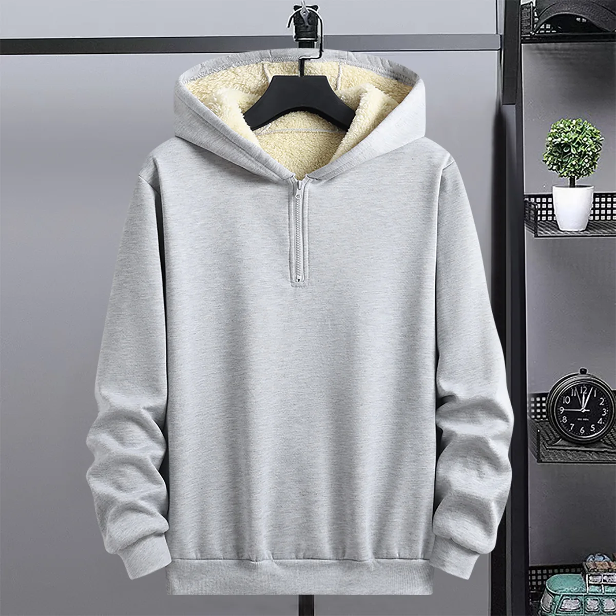 Sudadera con capucha gruesa de otoño e invierno para hombre con forro polar, corte moderno, adecuada para salidas diarias, deportes, compras, viajes