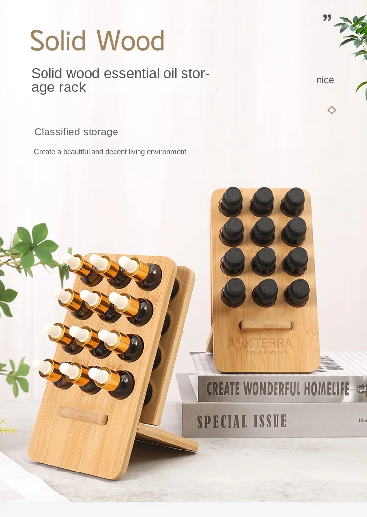 12 Holes 15ML Wooden Essential Oil Bottle Display Stand for
