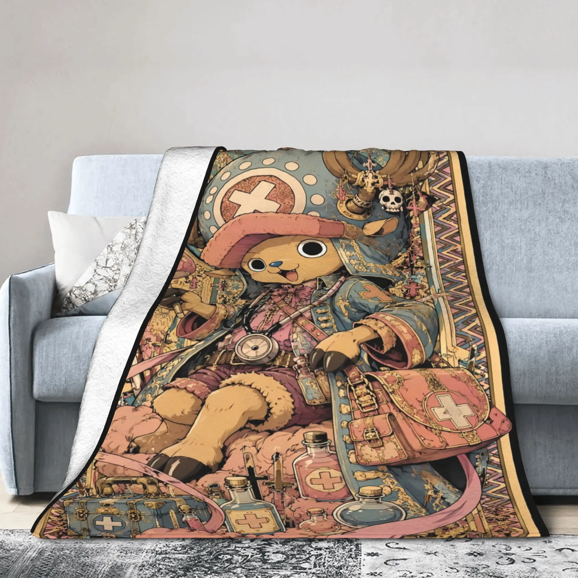 Soft Warm Blanket Girls Boys Tony Tony Chopper Luffy Cartoon Anime Throw Blanket Flannel Bedspread For Bedroom Sofa Bed Cover