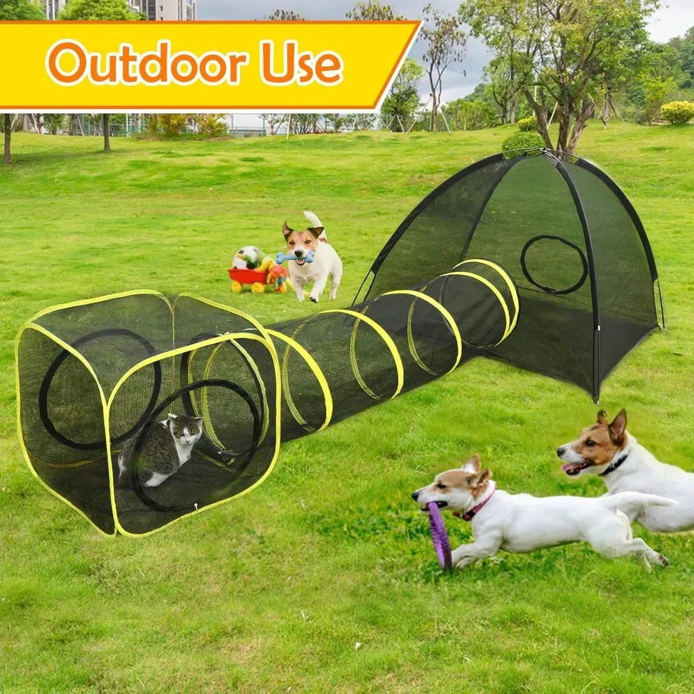 Cats Indoor for Enclosures, Portable Cat Mesh,Tent,Outdoortunnel, Cat Playhouse with Adjustable Leash for Walking,Tunnel