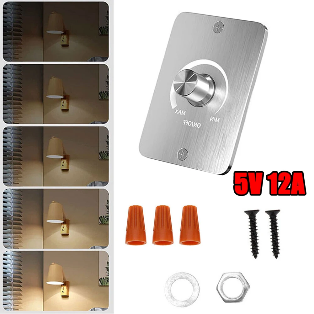 

12 Volt 5 Amp LED Dimmer Switch with 3 Wire Connection for Motorhome and Boat Adjustable Flicker Lighting Control