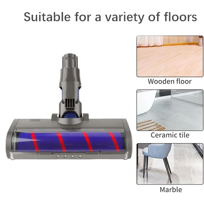 AA80-untuk Dyson V6 DC58 DC59 DC62 DC72 Pengganti Sikat Rol Lembut Tambahan Vakum dengan Lampu Debu untuk Pembersih Kayu Keras