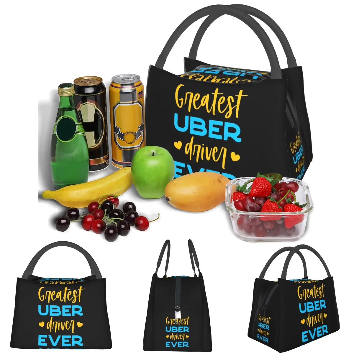 Greatest Uber Eats Driver Ever Rideshare Car Driving Lightweight Handheld Insulated Lunch Bag Aluminum Foil Liner for Students