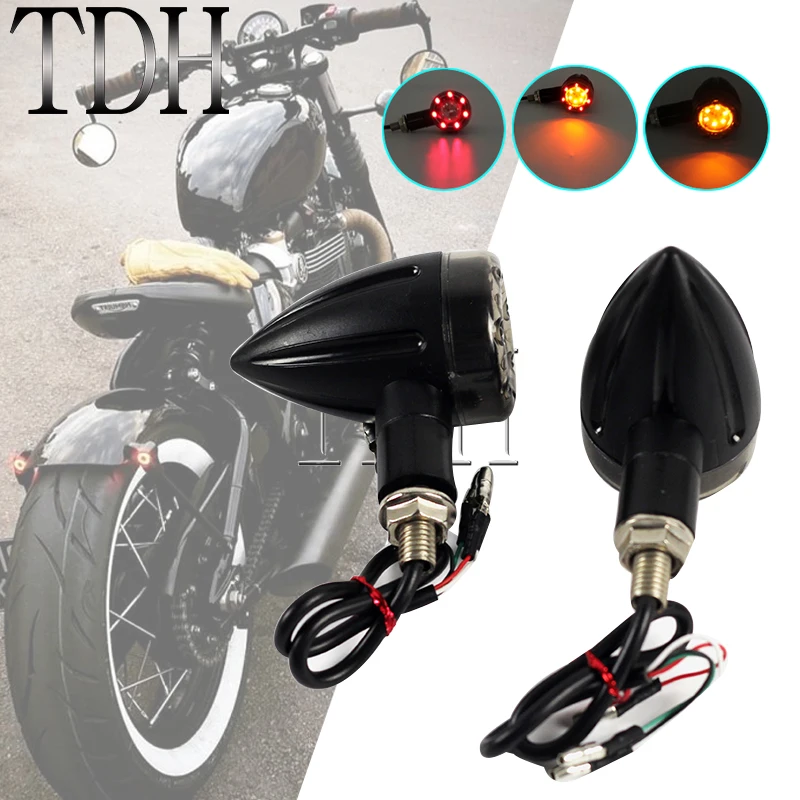 Universal Motorcycle Bullet Turn Signal Stop Brake Lights 3 in 1 SMR Indicator For Harley Honda Yamaha Suzuki Kawasaki Chopper