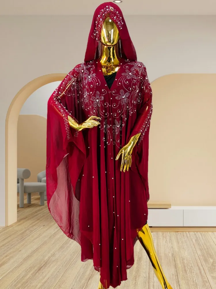 

One Piece African Dresses For Women New Vetement Femme Sequin Dashiki Abaya Maxi Dress Africa Clothes Ankara Hooded Dresses