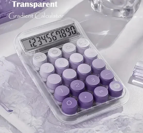 

Мультяшный 10-значный калькулятор | Прозрачная желеобразная текстура, градиентный дизайн, небольшой свежий стиль, расчет, значение лица, двойное онлайн