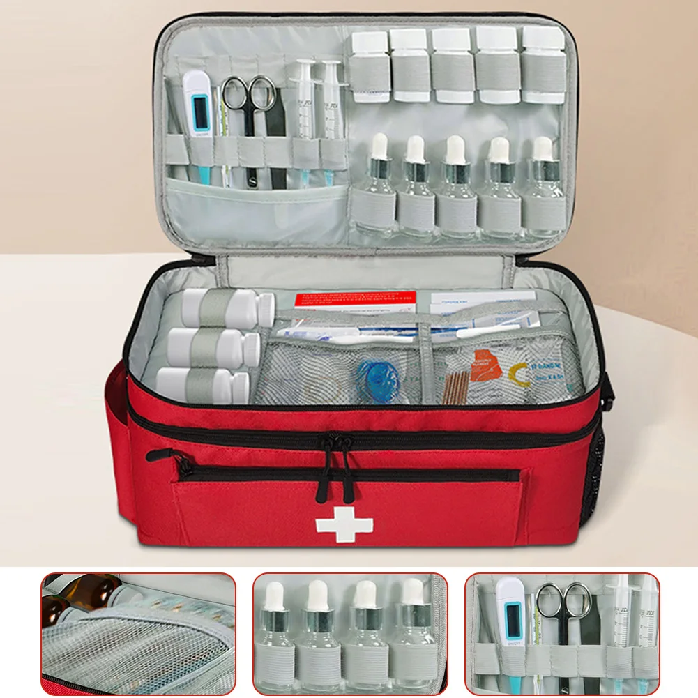 

Pill Bottle Organizer with Lockable Zippers Travel Emergency Kit Empty Medication Travel Case for Home and Travel