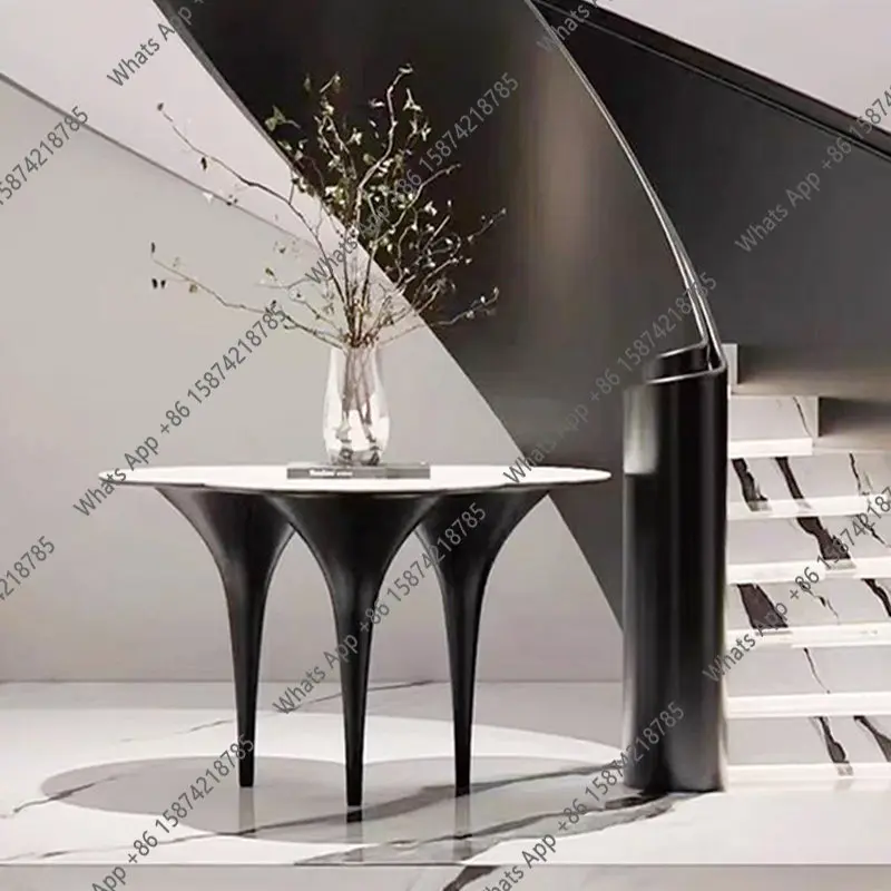Designer new petal marble dining table hotel lobby flower several outdoor cafe casual tea table triangle table