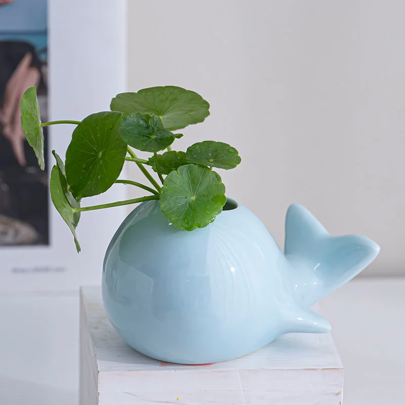 

Милая керамическая ваза для цветов в виде животного, контейнер для гидропоники, креативный декор для офисного стола и ТВ-тумбы, умиротворяющий, маленький размер