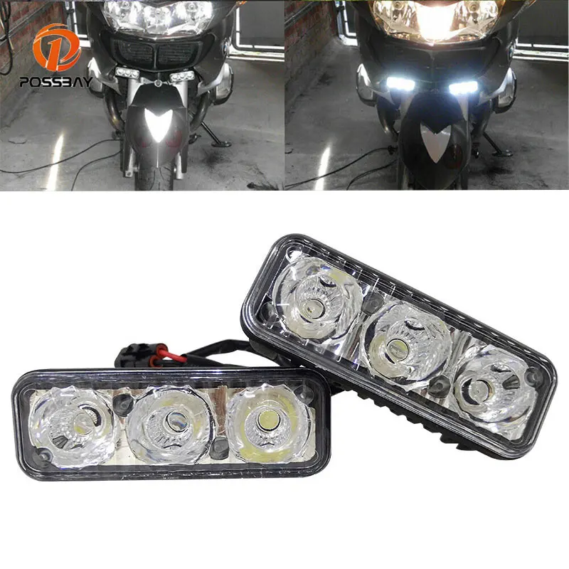 

12V 3LED Daytime Running Auto Light Led 2pcs White Super Bright High Power Waterproof DRL Work Fog Lamp Car Motorcycle Universal