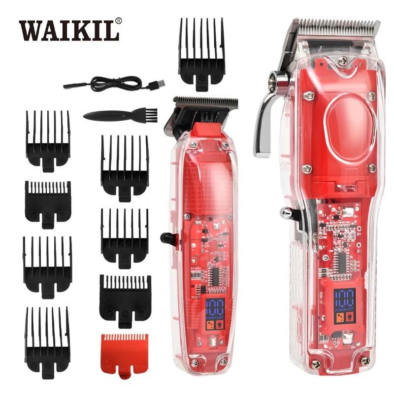 WAIKIL Professional Men's Electric Hair Clipper Set Size Oil Head Electric clippers Hair Trimmer USB Charging Cordless Barber