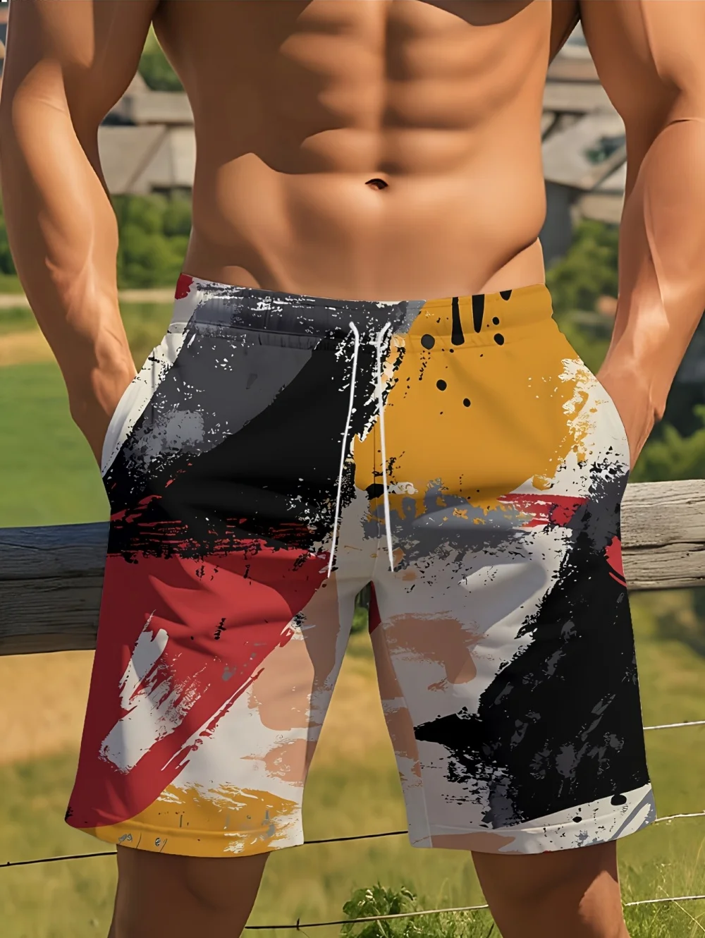 2026 Fashion Men's Beach Shorts 3D Printed Casual Geometric Graphics Shorts Oversized Swim Trunks Sportswear Summer Men Clothes