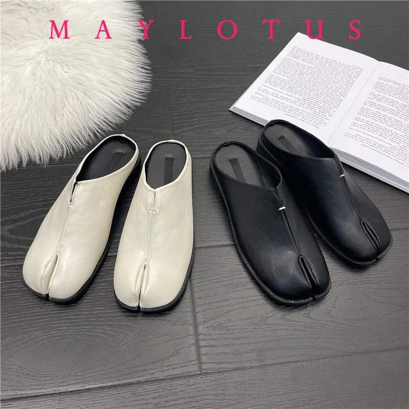 

New Ninja Split Toe Slipper Flats Tabi Shoes Shallow Lazy Slip-On Slingback Mules Pig Hoof Shoes Woman Loafers Chaussure Femme