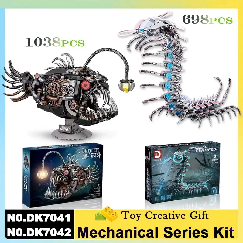 DK7042 Mechanical lantern Fish Model DK7041Technical Series Mechanical Centipede Building Blocks Bricks Model Set for Kids Gift