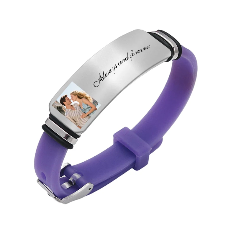 Customized Photo Text Bracelet, Personalized Silicone Wristband