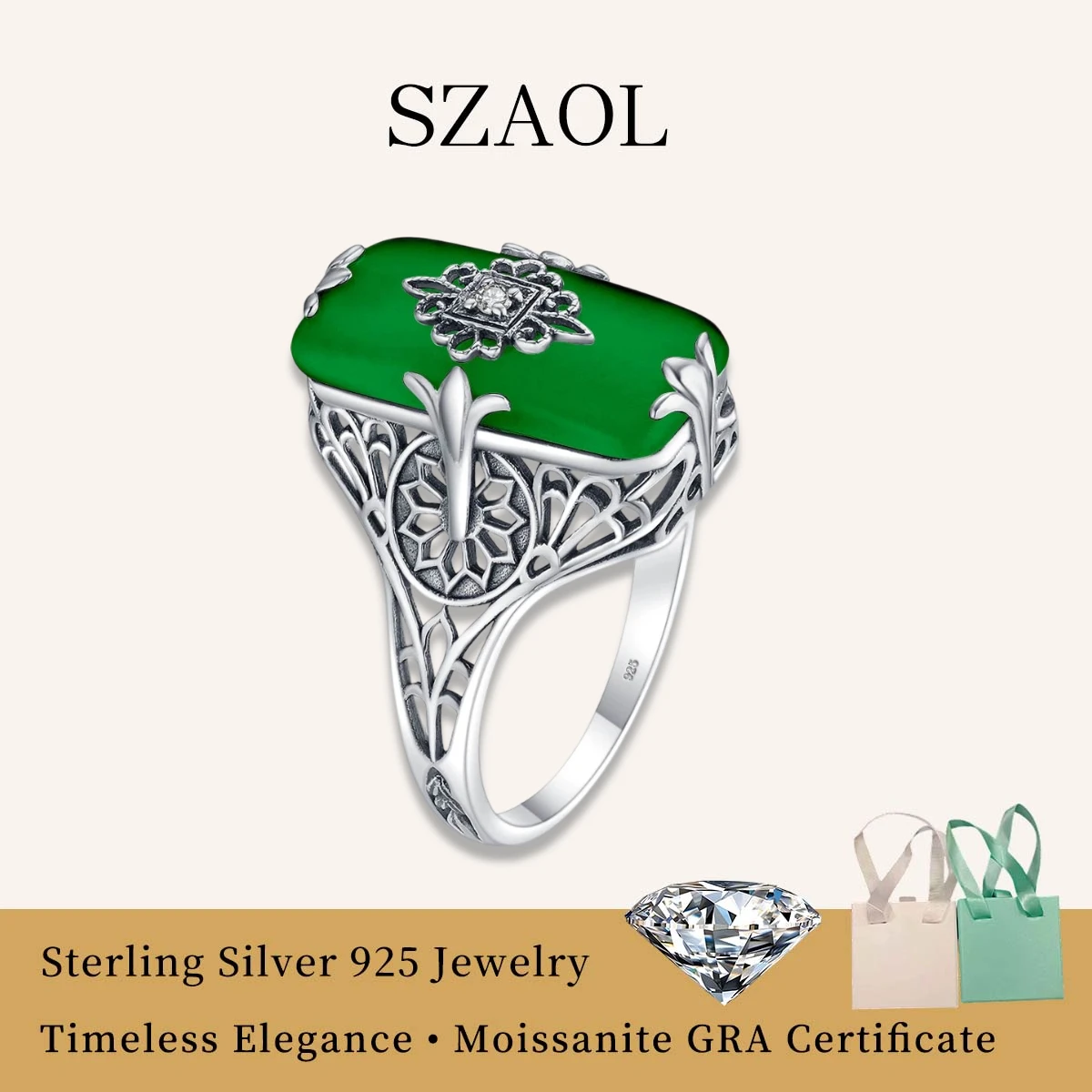 Anillo de Plata 925 con Gema de Esmeralda/Negro Ónix Vintage para Mujer y Hombre, Joyería Neo-Gótica de Alta Calidad para Fiesta, Venta al por Mayor, Tallas 5-11