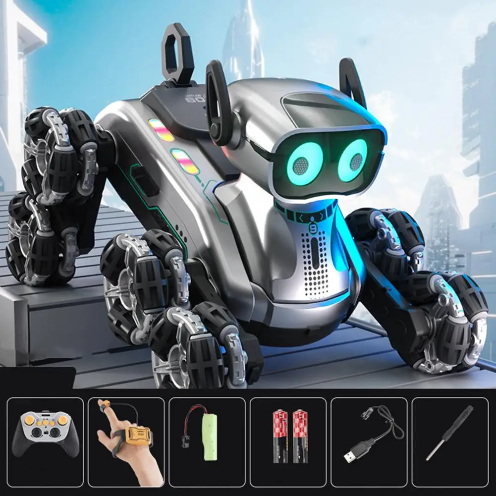 Gesture Sensing Robot Dog Remote Control Robot Dog Toy with Light Music 8 Wheels Gesture Sensing Educational Kids for Fun